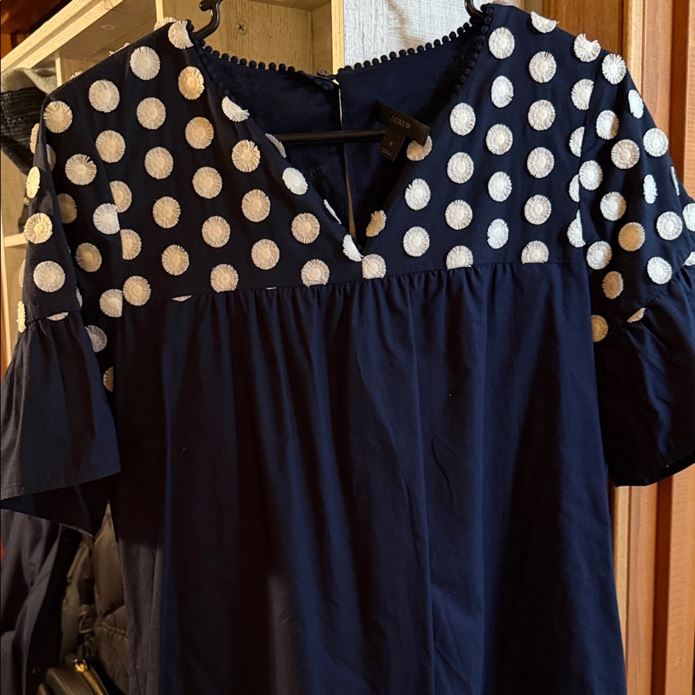 J. Crew Midnight Blue Dress with Cream Dots - Picture 3 of 5
